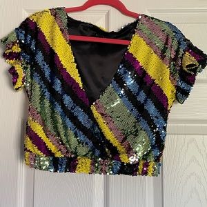 Anthropologie cropped sequins top